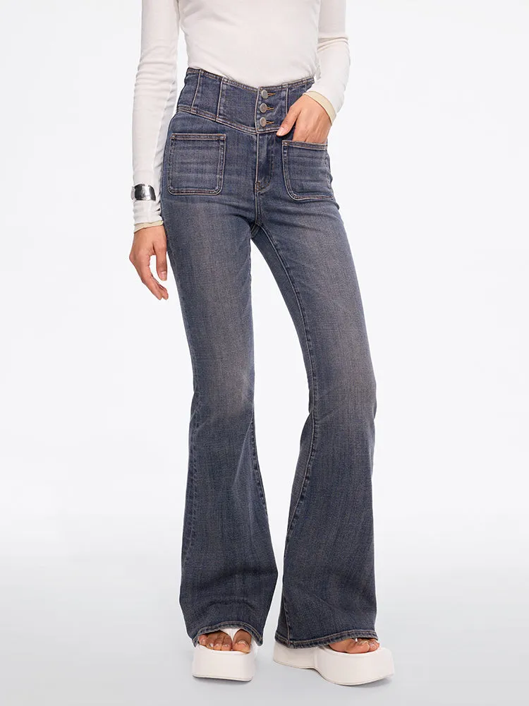 V-Shape Super High Waisted Flared Jeans