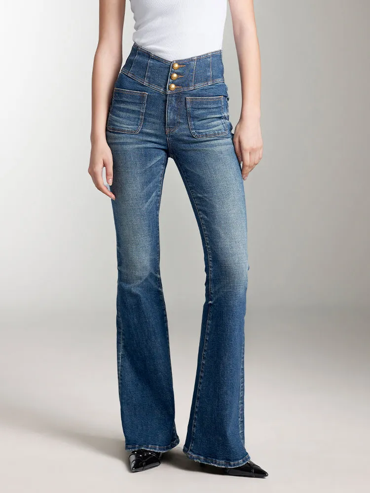 V-Shape Super High Waisted Flared Jeans