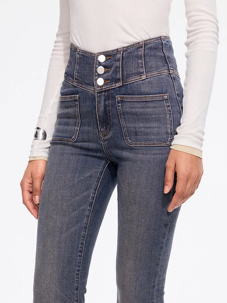 V-Shape Super High Waisted Flared Jeans