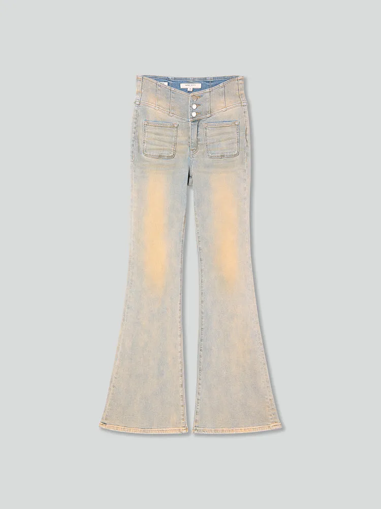 V-Shape Super High Waisted Flared Jeans
