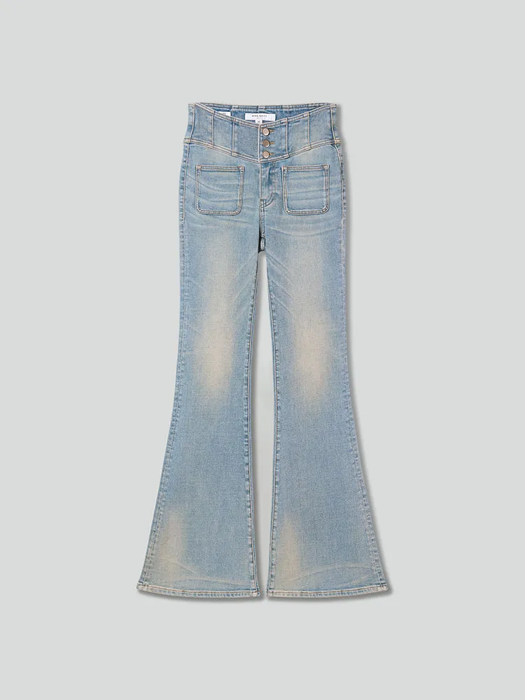 V-Shape Super High Waisted Flared Jeans