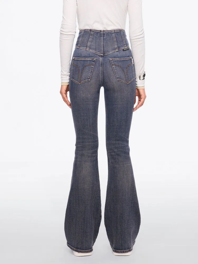 V-Shape Super High Waisted Flared Jeans
