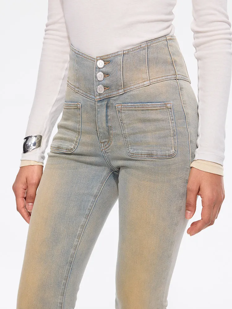 V-Shape Super High Waisted Flared Jeans