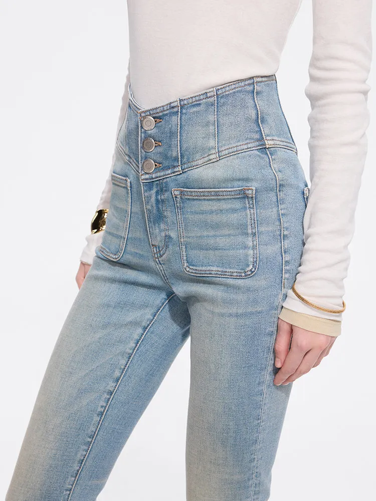 V-Shape Super High Waisted Flared Jeans