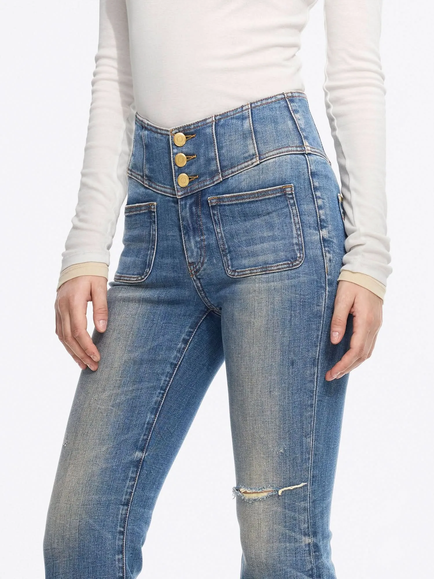 V-Shape Super High Waisted Flared Jeans