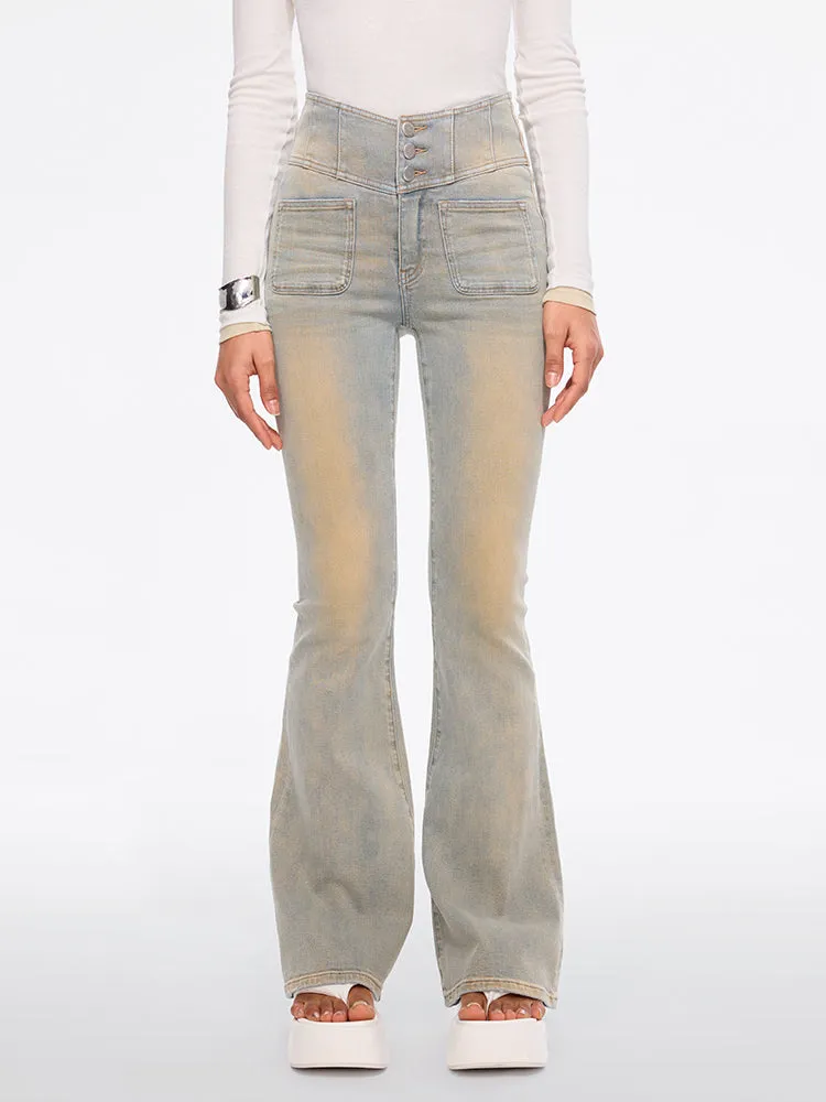 V-Shape Super High Waisted Flared Jeans