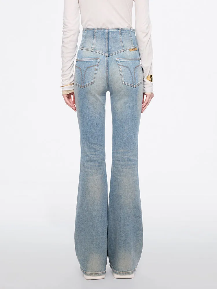 V-Shape Super High Waisted Flared Jeans