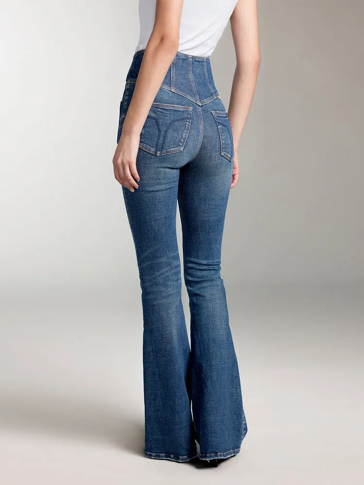 V-Shape Super High Waisted Flared Jeans