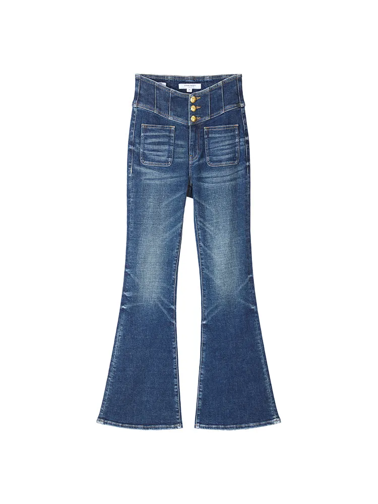 V-Shape Super High Waisted Flared Jeans