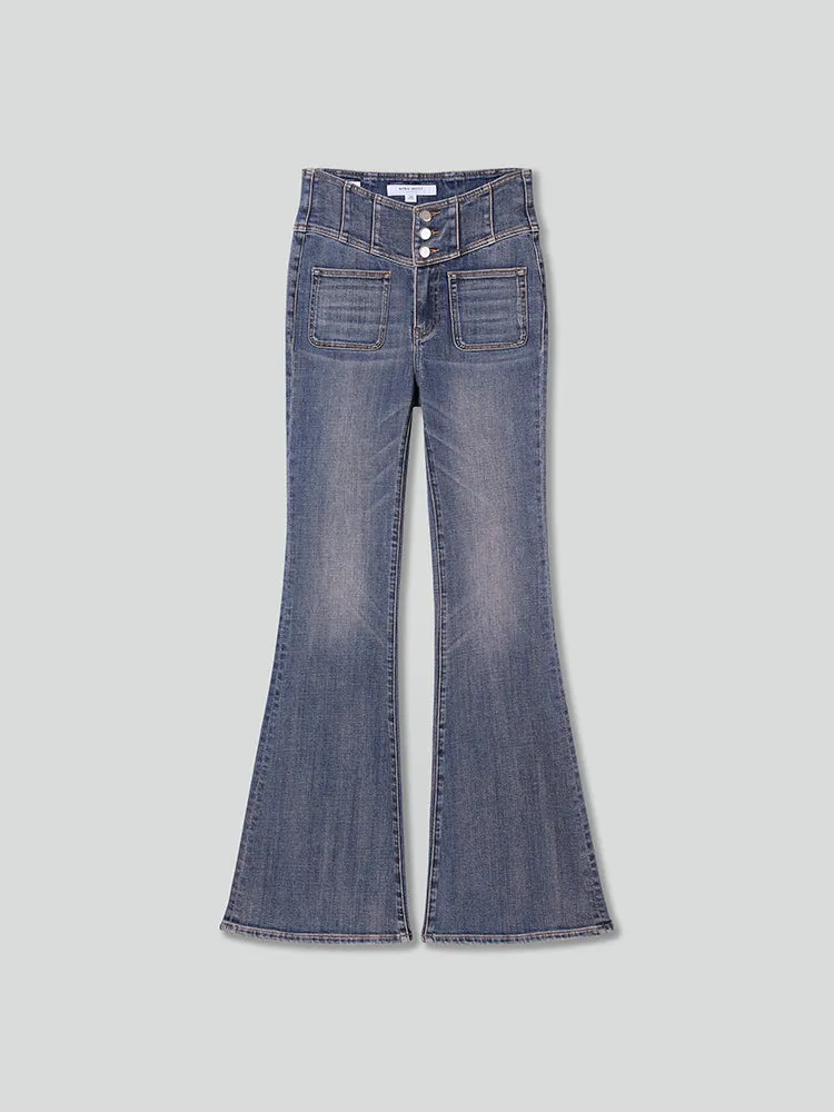V-Shape Super High Waisted Flared Jeans