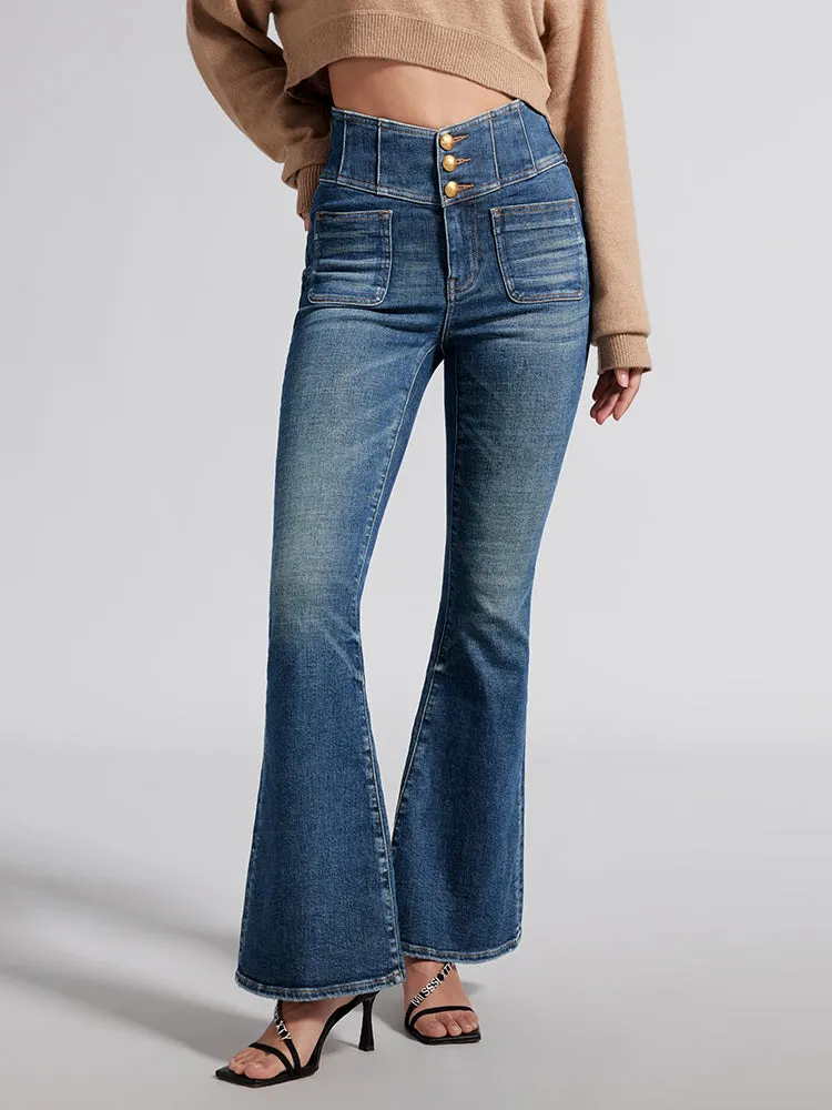 V-Shape Super High Waisted Flared Jeans