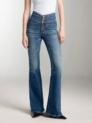 V-Shape Super High Waisted Flared Jeans