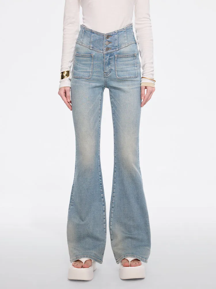 V-Shape Super High Waisted Flared Jeans