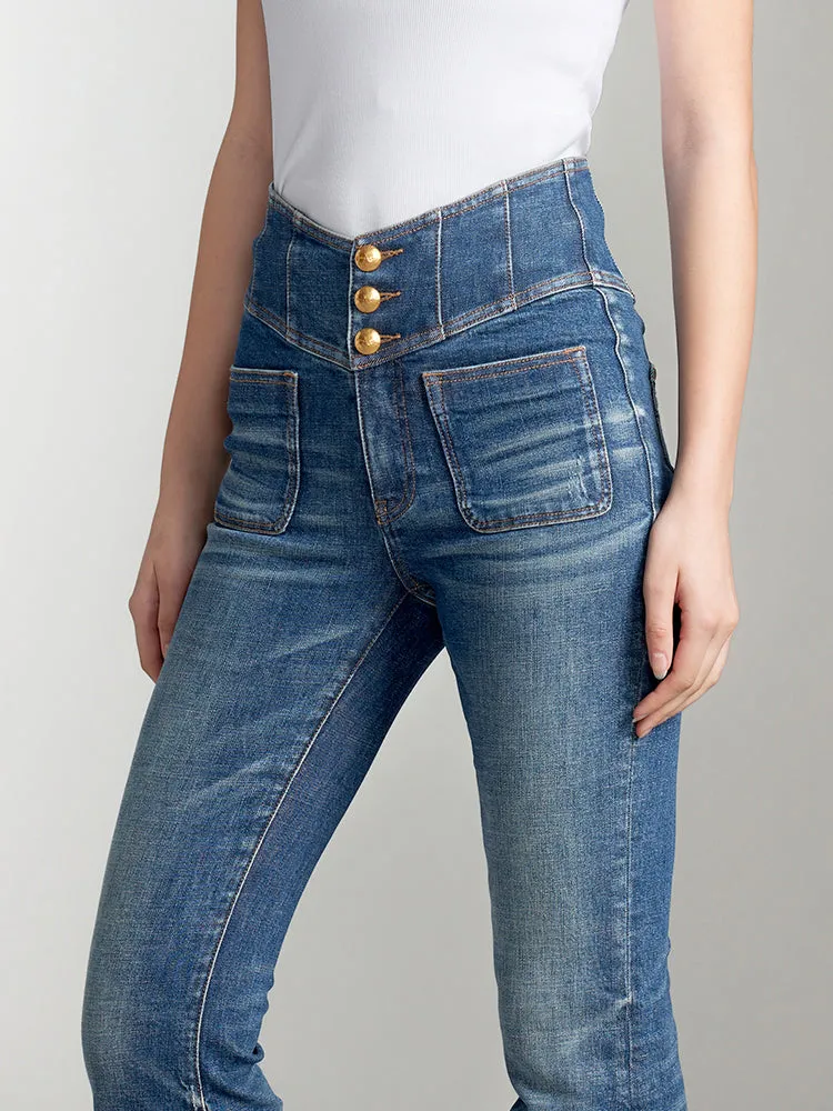 V-Shape Super High Waisted Flared Jeans