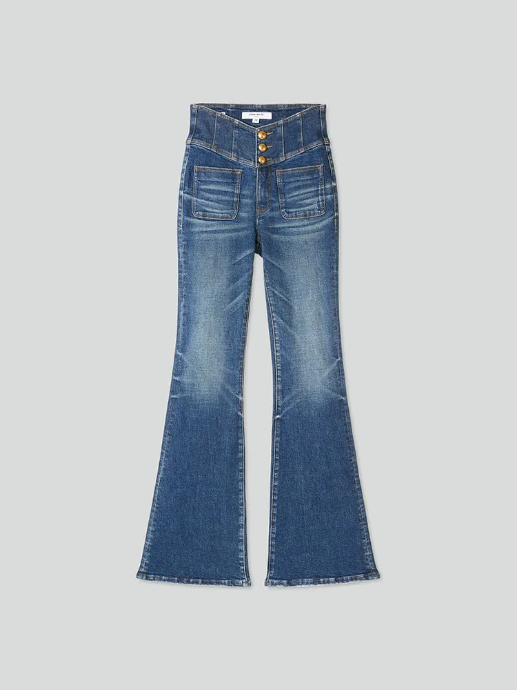 V-Shape Super High Waisted Flared Jeans