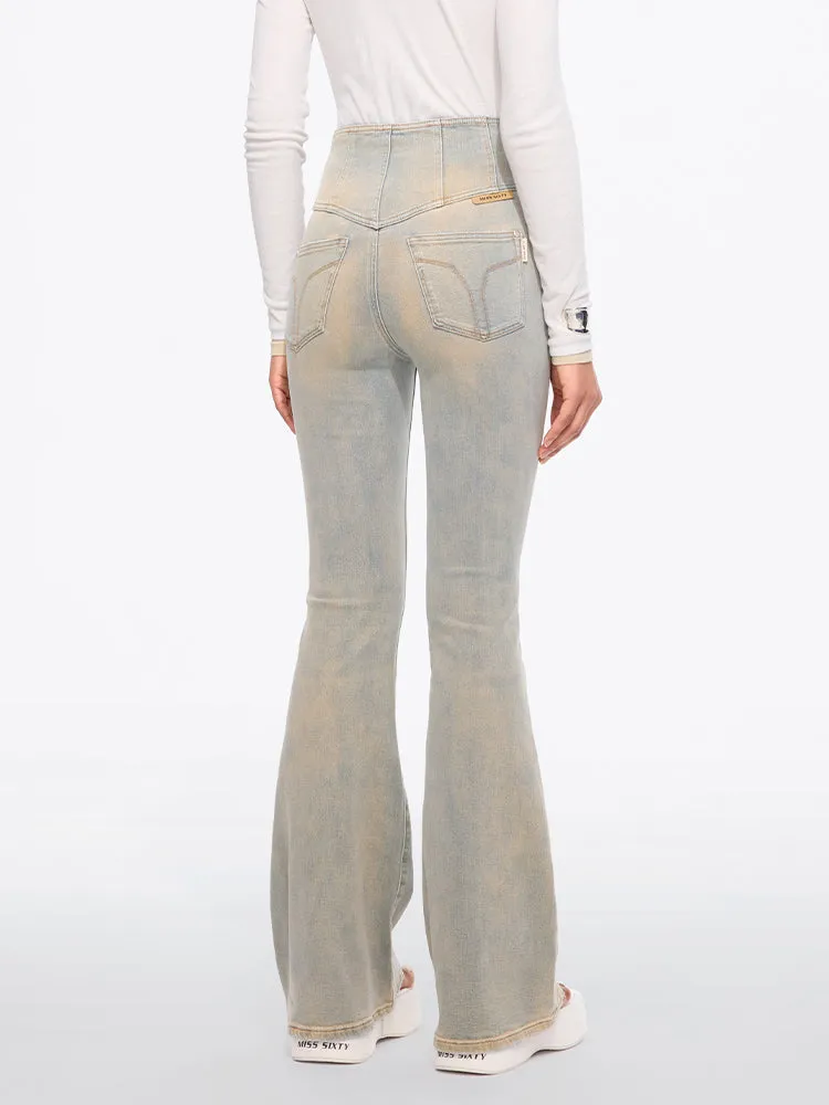 V-Shape Super High Waisted Flared Jeans
