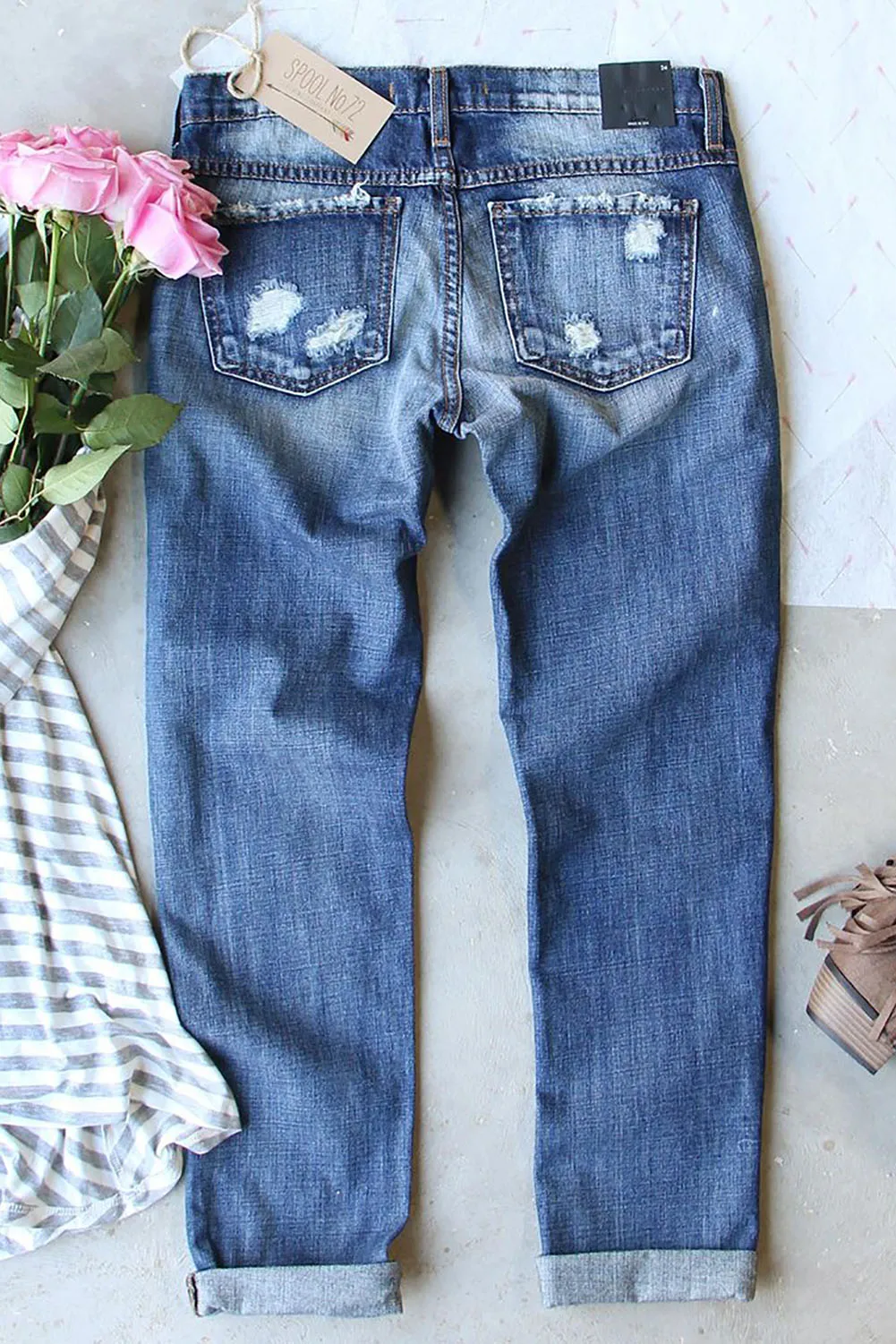 Valentines Day Heart Distressed Jeans