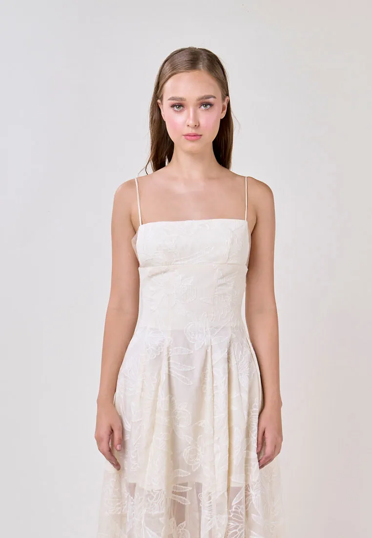 Valerie Cream Sleeveless Vinatage Lace Midi Dress