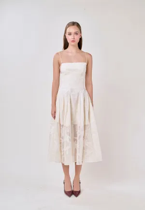 Valerie Cream Sleeveless Vinatage Lace Midi Dress