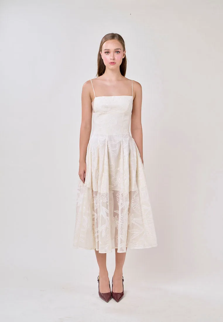 Valerie Cream Sleeveless Vinatage Lace Midi Dress