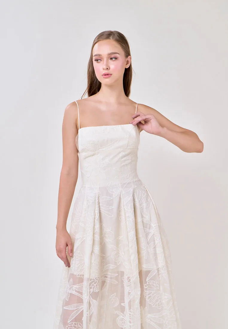 Valerie Cream Sleeveless Vinatage Lace Midi Dress
