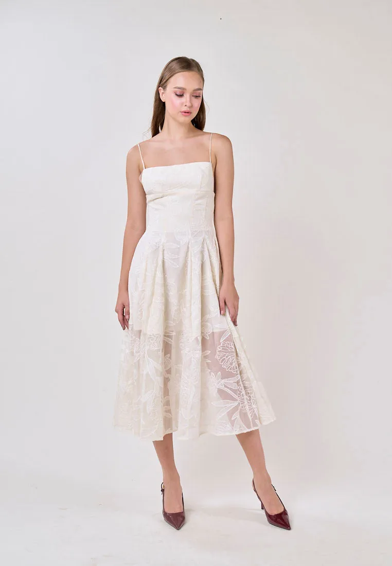 Valerie Cream Sleeveless Vinatage Lace Midi Dress
