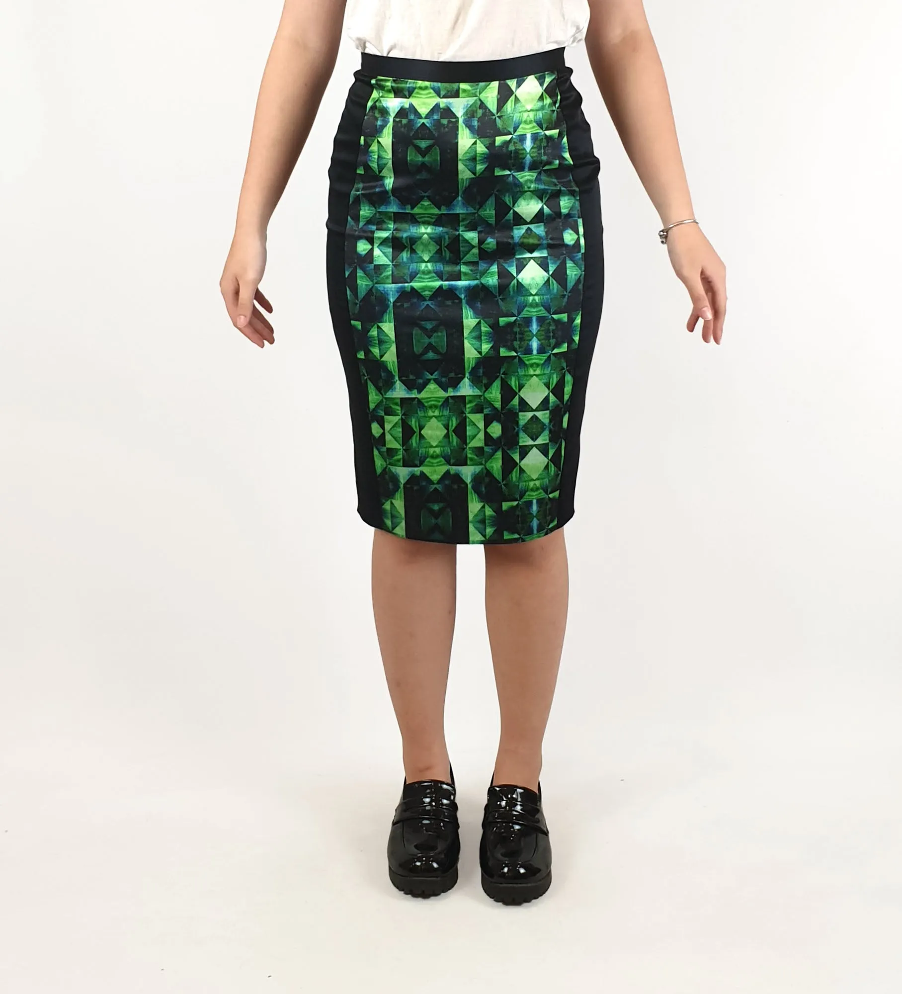 Veronica Maine green panelled pencil skirt size 6
