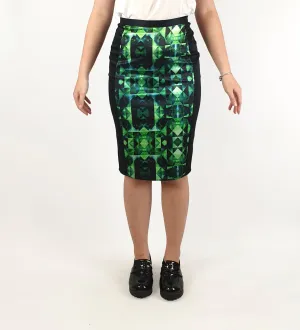 Veronica Maine green panelled pencil skirt size 6