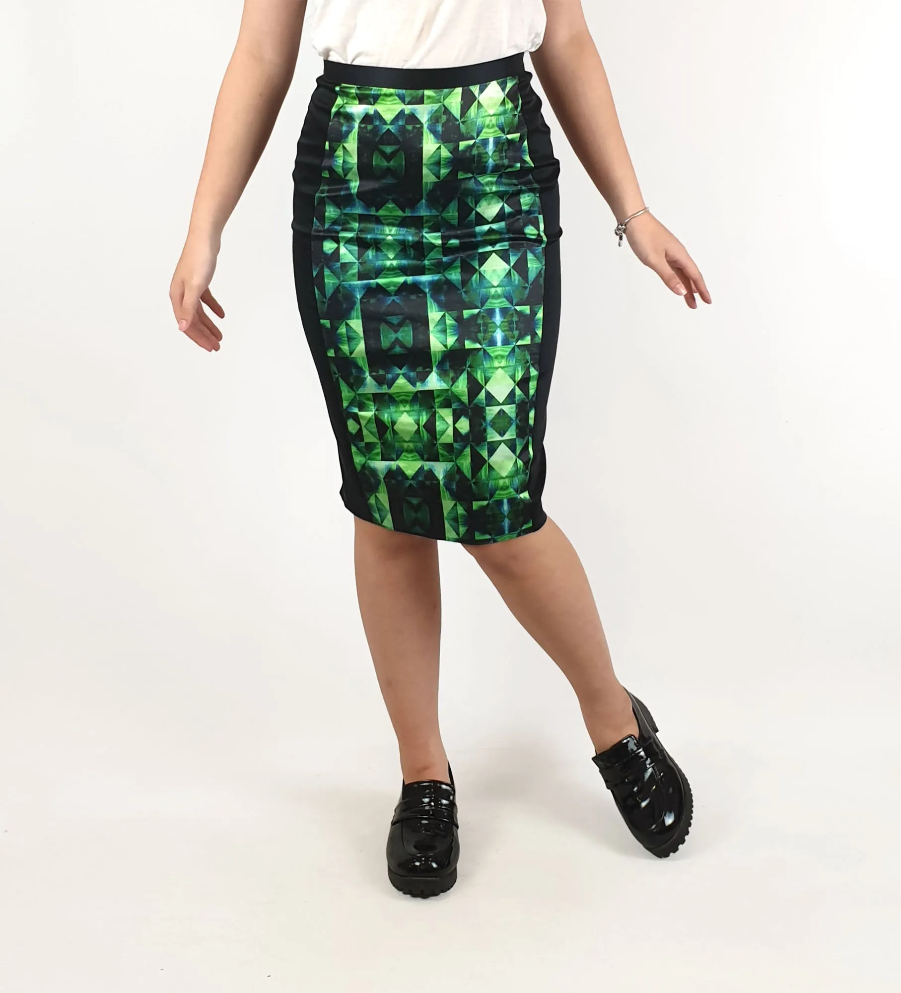 Veronica Maine green panelled pencil skirt size 6