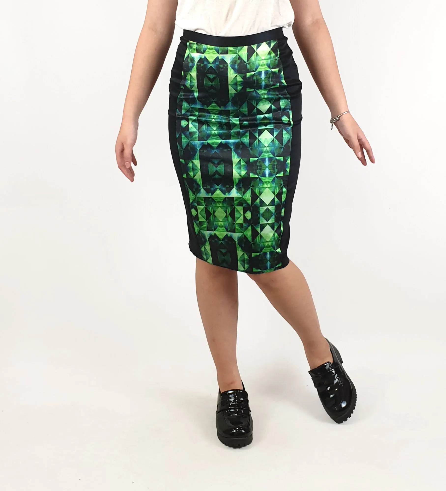 Veronica Maine green panelled pencil skirt size 6