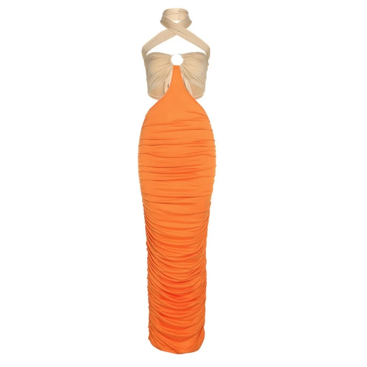 Versatile Cut Out Colorblock Bodycon Dress