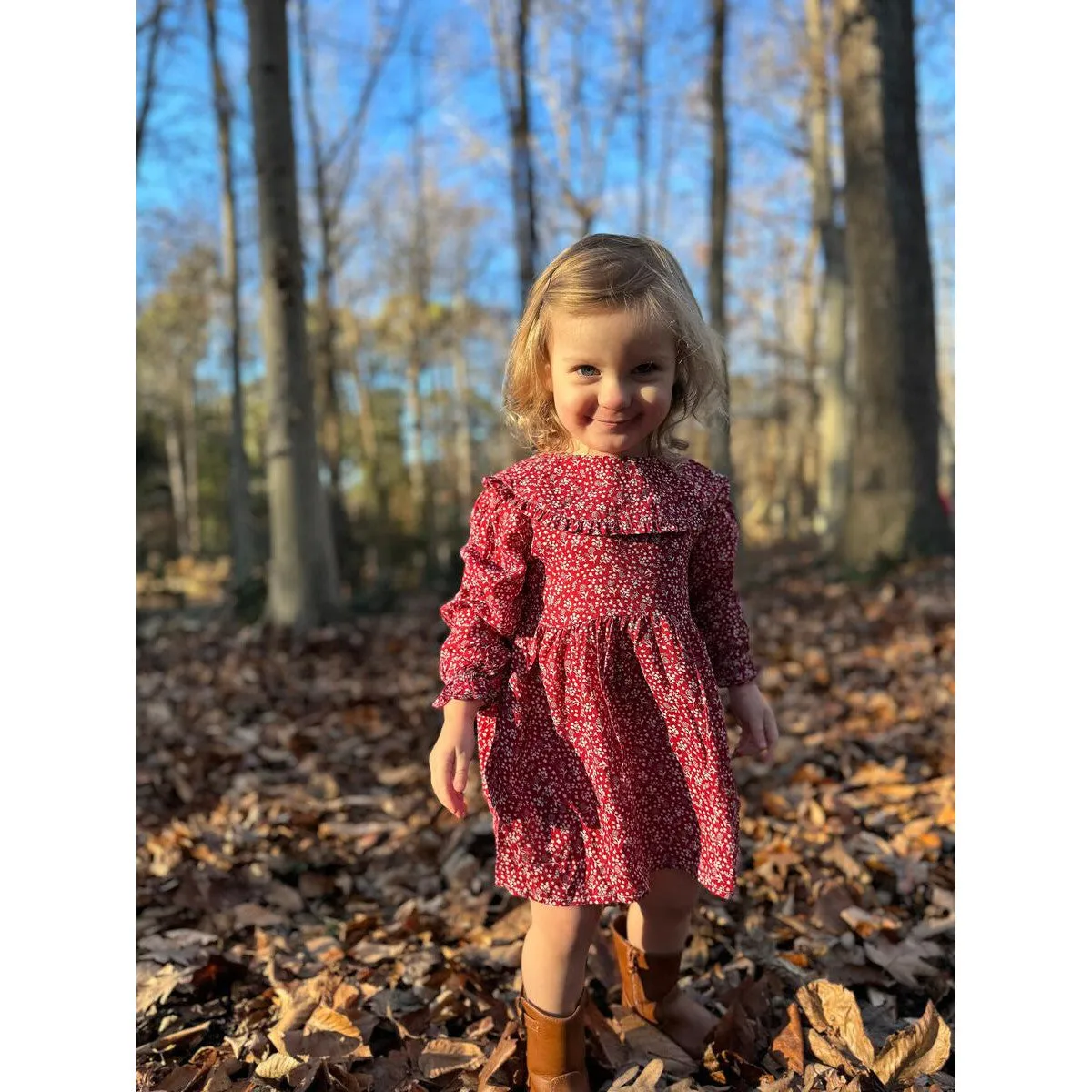 Vignette Cranberry Floral Sylvie Dress