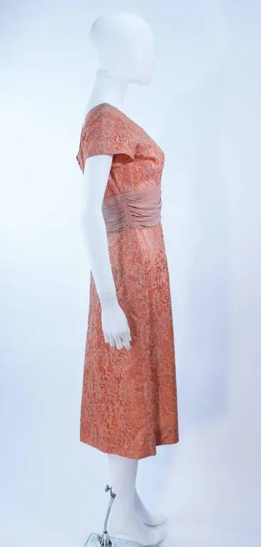 VINTAGE Circa 1950s Tiered Blush Lace Cocktail Dress Size 6-8