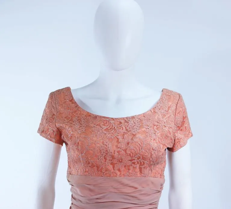 VINTAGE Circa 1950s Tiered Blush Lace Cocktail Dress Size 6-8
