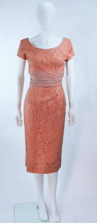 VINTAGE Circa 1950s Tiered Blush Lace Cocktail Dress Size 6-8