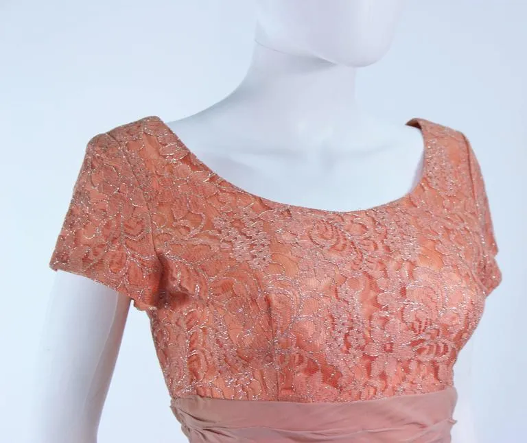 VINTAGE Circa 1950s Tiered Blush Lace Cocktail Dress Size 6-8