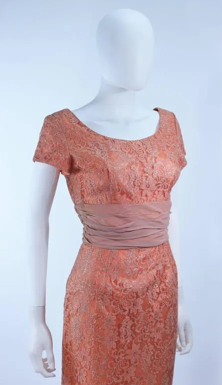 VINTAGE Circa 1950s Tiered Blush Lace Cocktail Dress Size 6-8