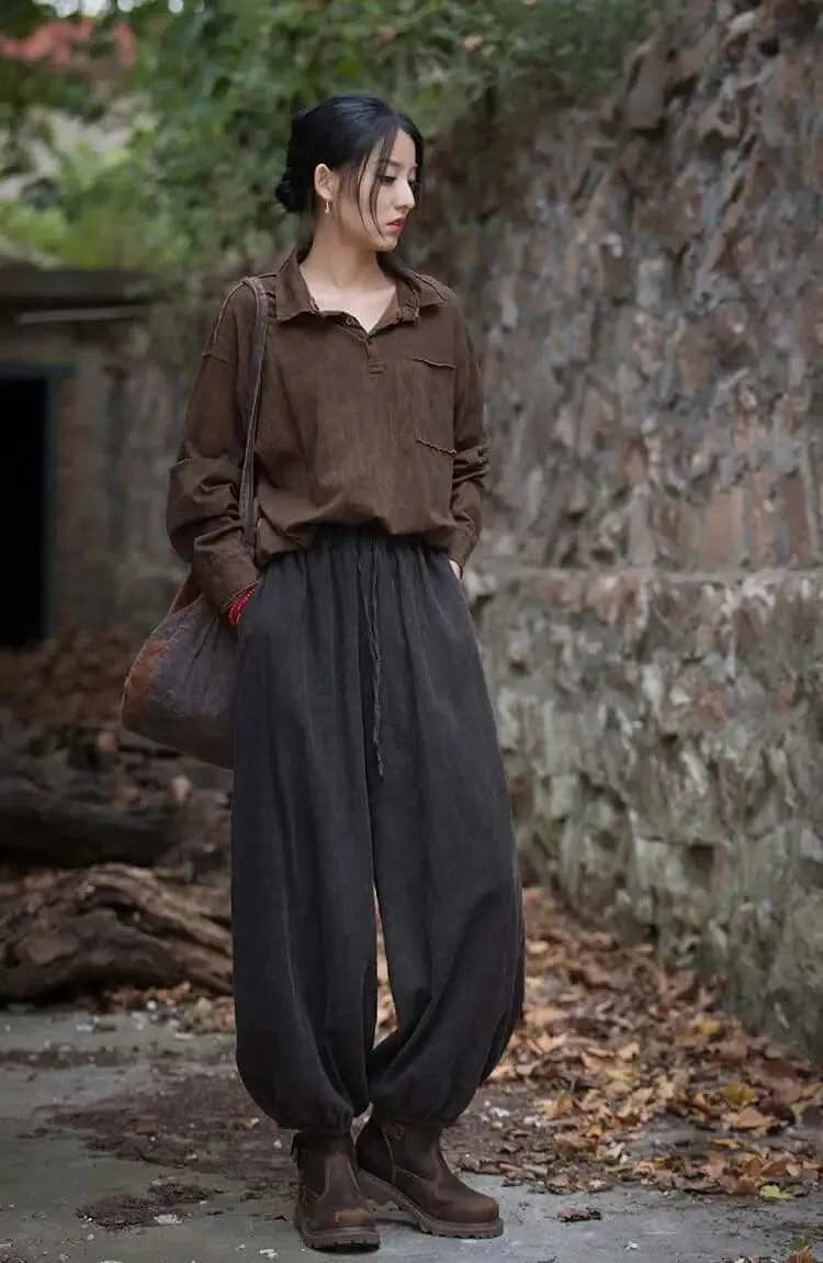 Vintage-inspired Linen Carrot Pants for Modern Women