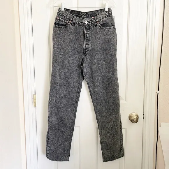 Vintage  Levi’s 501 black acid wash Y2K button fly high waisted jeans size 13 J