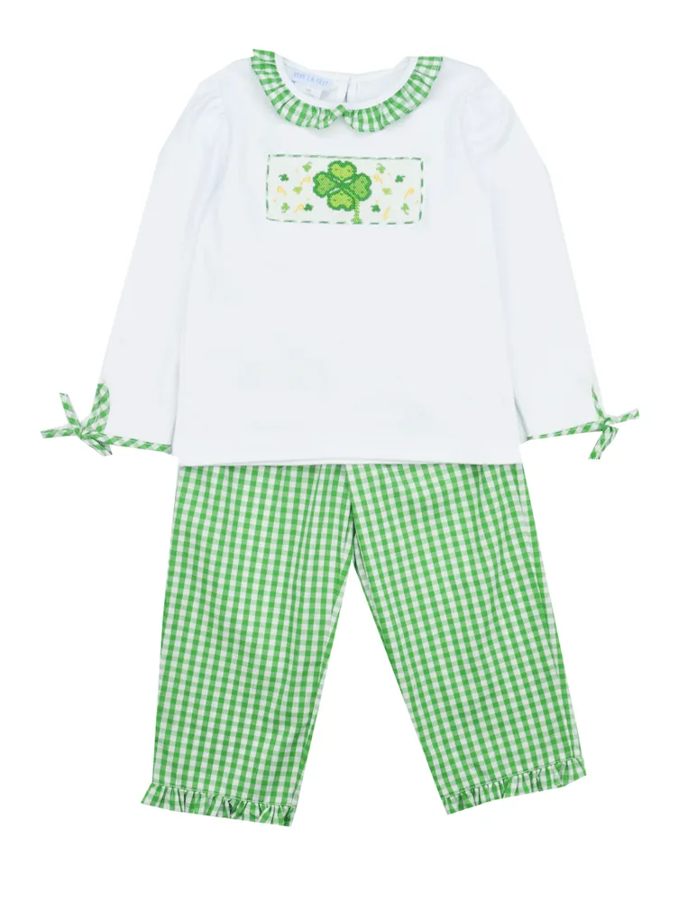 Vive La Fete Smocked Shamrock Long Sleeve Tee