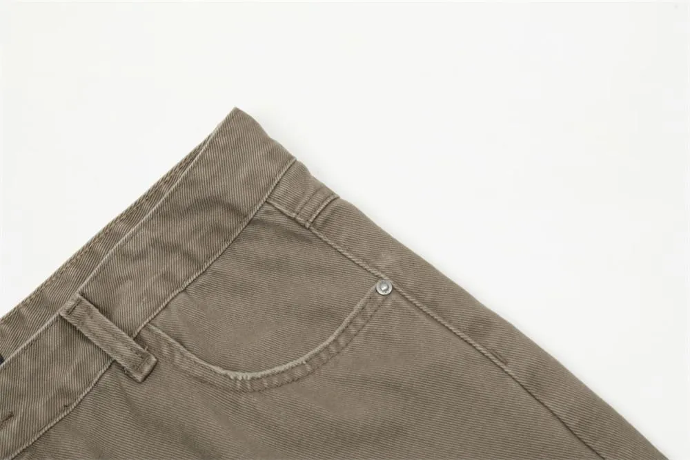 Washed Jeans Men's American Style Loose Casual Straight Pants Street Tide Stitching Split Deconstructed Wide Pants