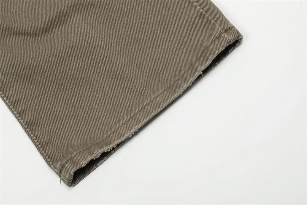 Washed Jeans Men's American Style Loose Casual Straight Pants Street Tide Stitching Split Deconstructed Wide Pants