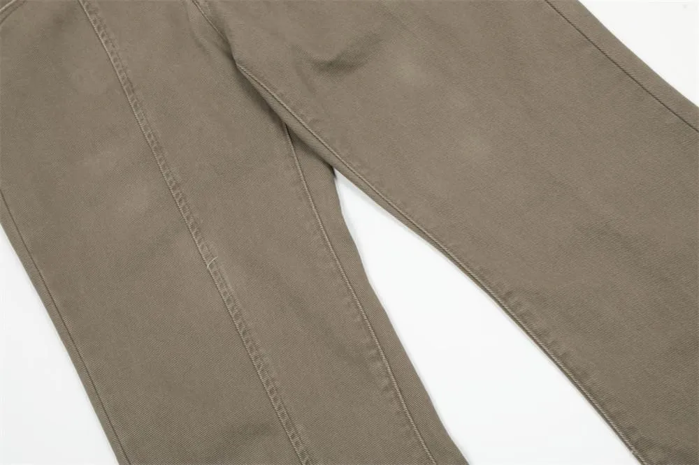 Washed Jeans Men's American Style Loose Casual Straight Pants Street Tide Stitching Split Deconstructed Wide Pants