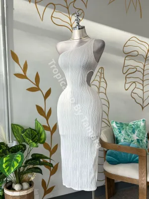 Wave One Shoulder Cut-Out Dress