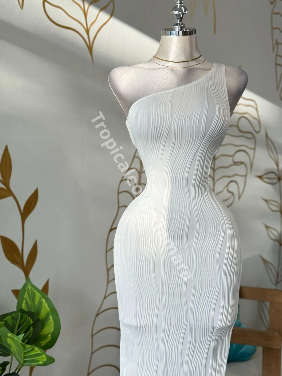 Wave One Shoulder Cut-Out Dress