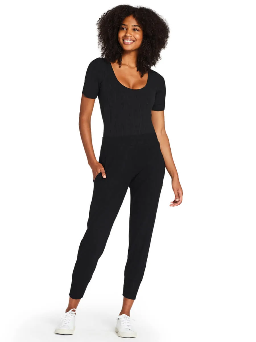 West Bodysuit in Black Organic Rib
