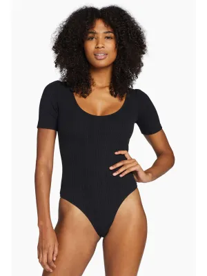 West Bodysuit in Black Organic Rib