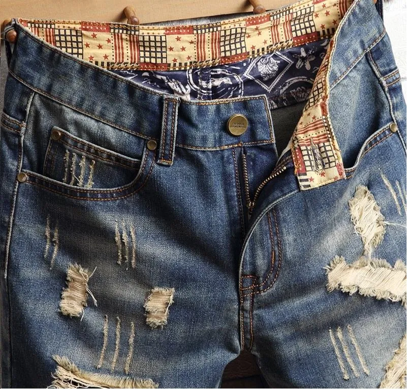 West Louis™ Ripped Bermuda Denim Shorts