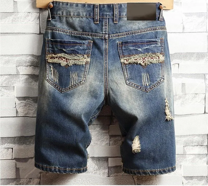 West Louis™ Ripped Bermuda Denim Shorts