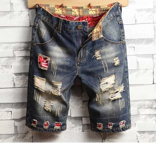 West Louis™ Ripped Bermuda Denim Shorts